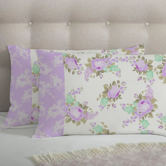 Soft Purple Rose Printed Duvet Set