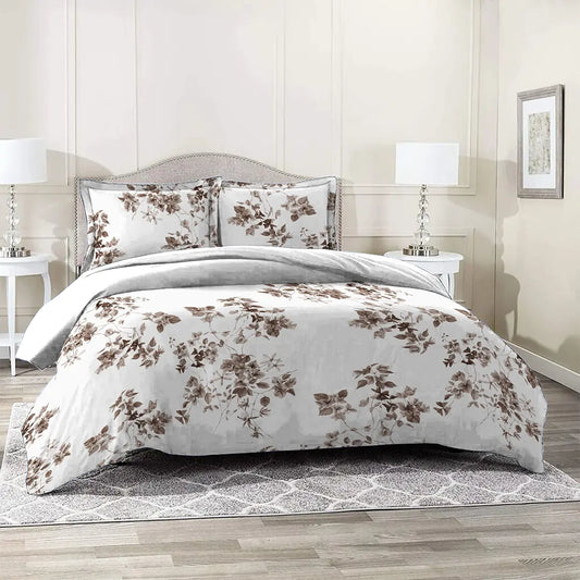 Congo Brown Lily Flower Printed Bed Sheet Set