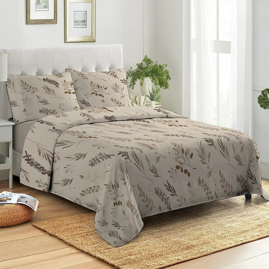 Dusty Gray Forest  Printed Bed Sheet Set