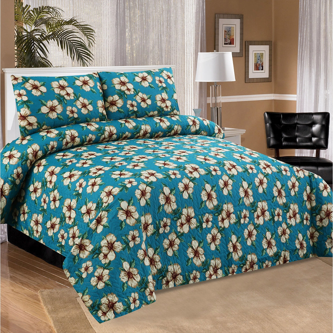 Turquoise Flora - Bedspread Set