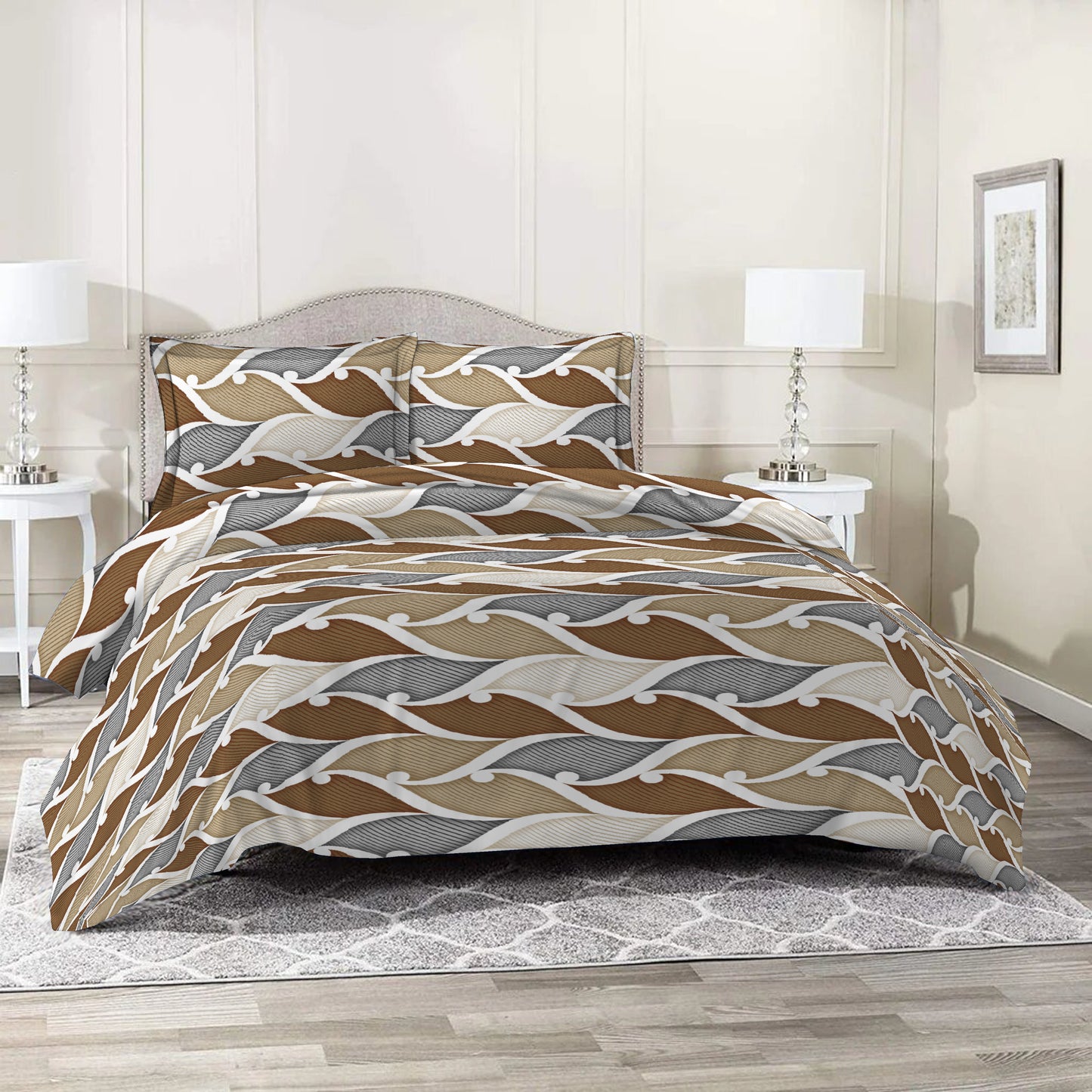 3/6 Piece - Brown, Beige & Grey Toned Leaf Set - 3040