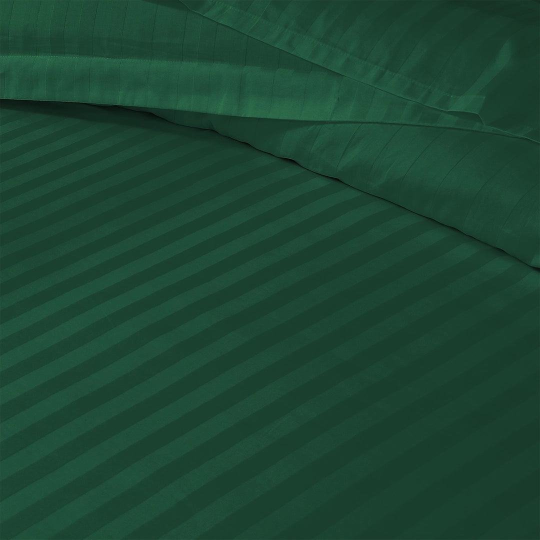 3/6 Piece - Emerald Green Sateen Striped Set - 3319