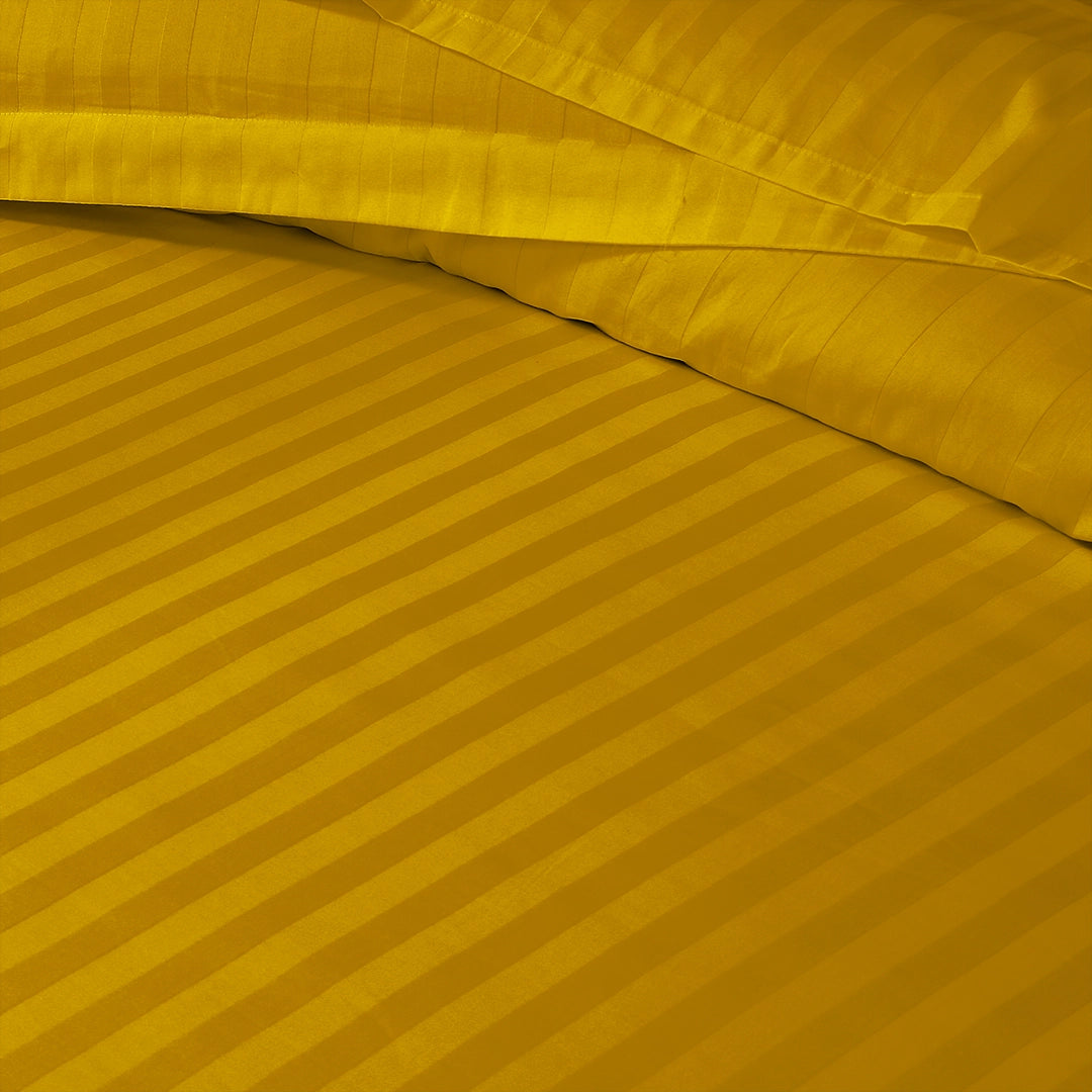 3/6 Piece - Vibrant Mustard Yellow Satin Stripe Set - 3321