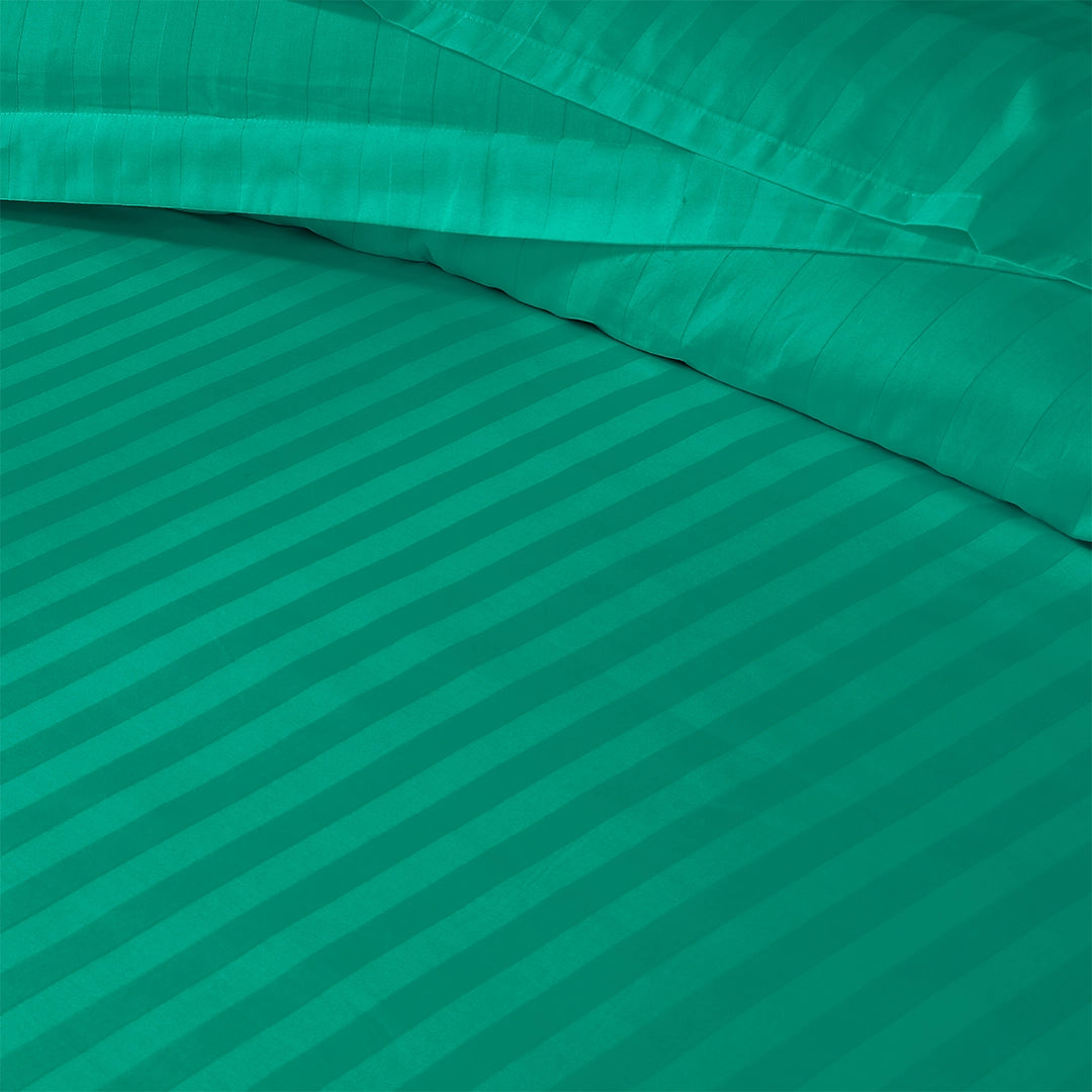 3/6 Piece - Peacock Green Satin Stripe Set - 3324