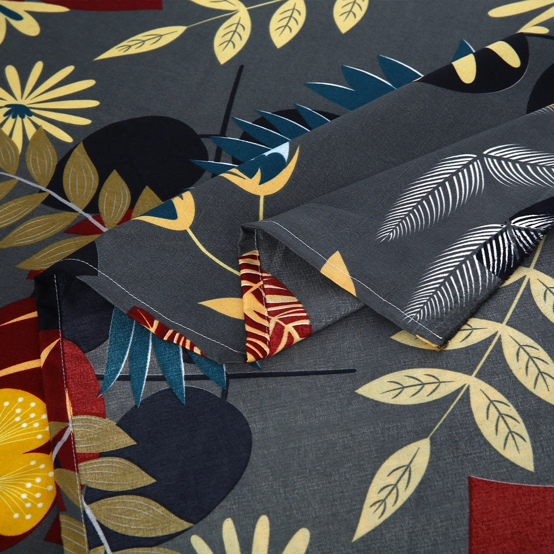 3/6 Piece - Gray, Orange, and Ivory Floral Set - 3129