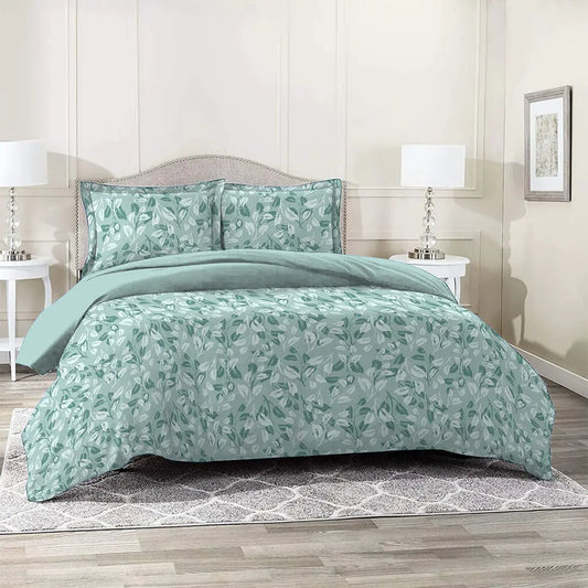 Mint Hazel Leaf Bed Sheet Set