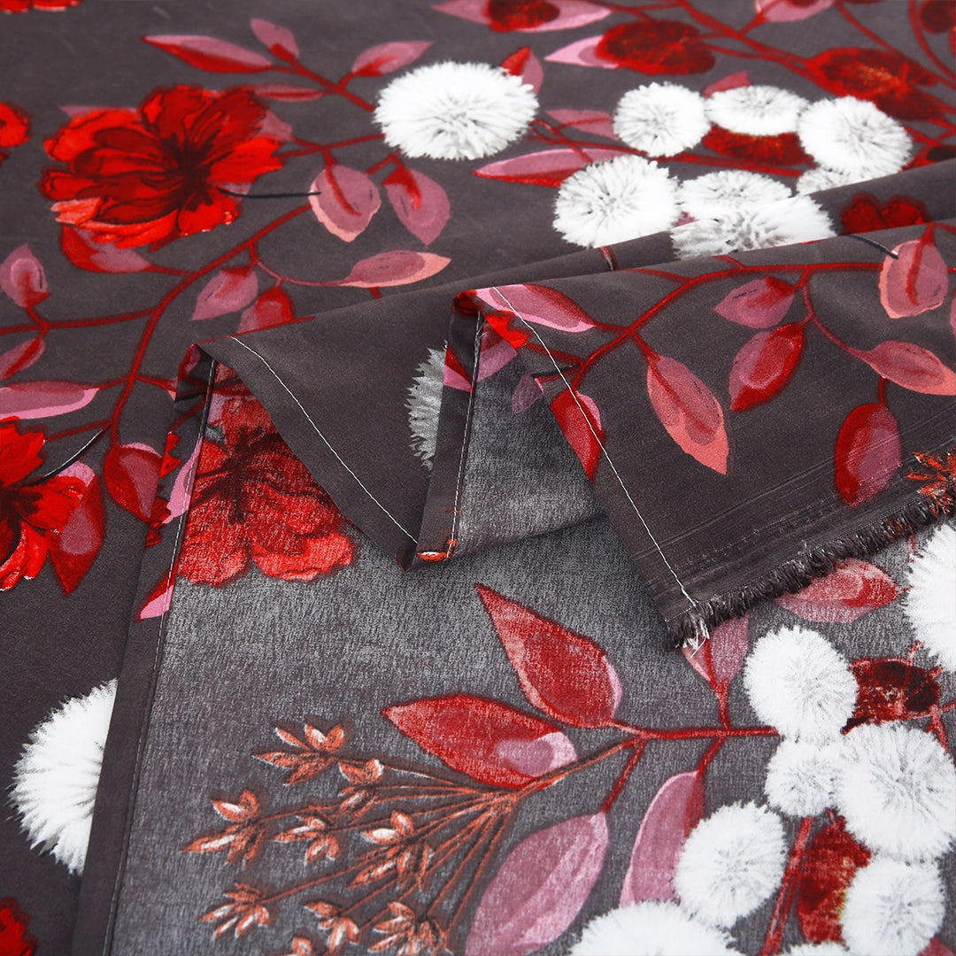 3/6 Piece - Dark Grey Floral Bunch Set - 3379