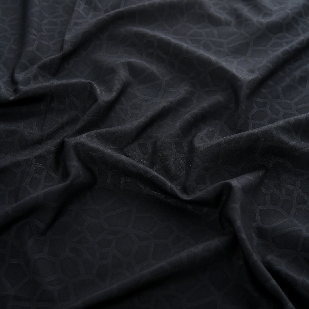 3 Piece - Black Self Printed Bed Sheet Set - 3143