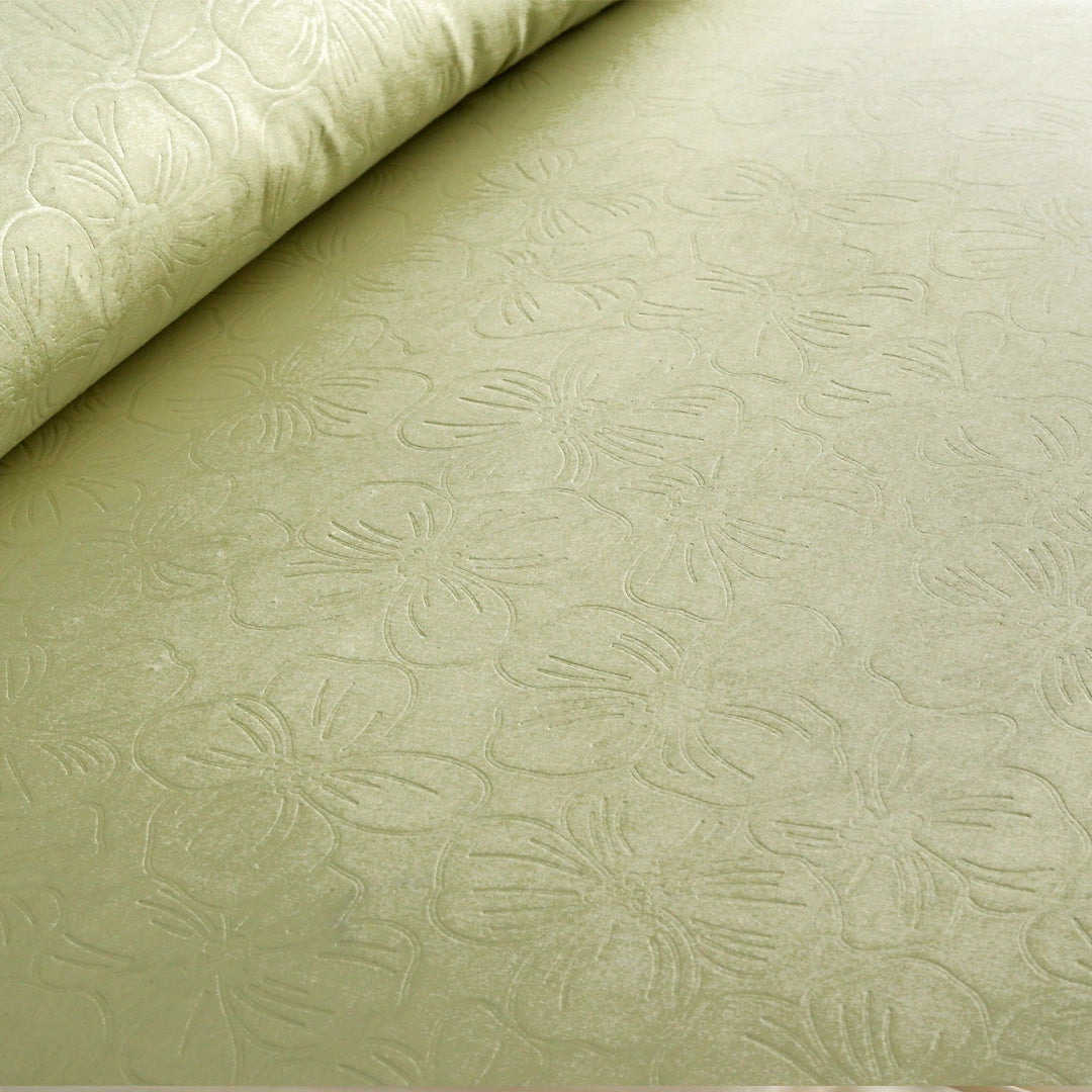 3 Piece - Light Green Self Printed Bed Sheet Set - 3146