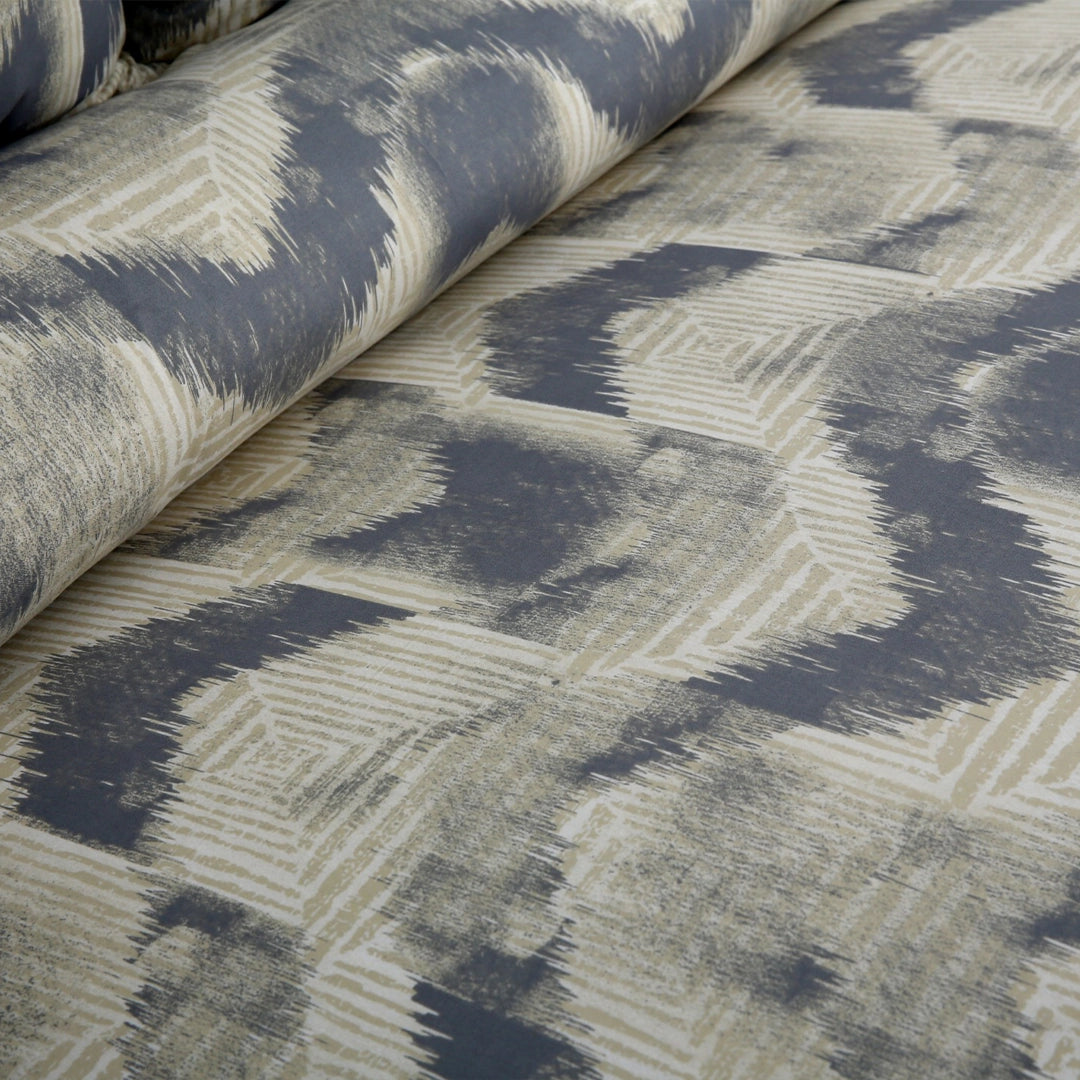 6 Piece - Grey & Beige Chevron Printed Duvet Cover Set