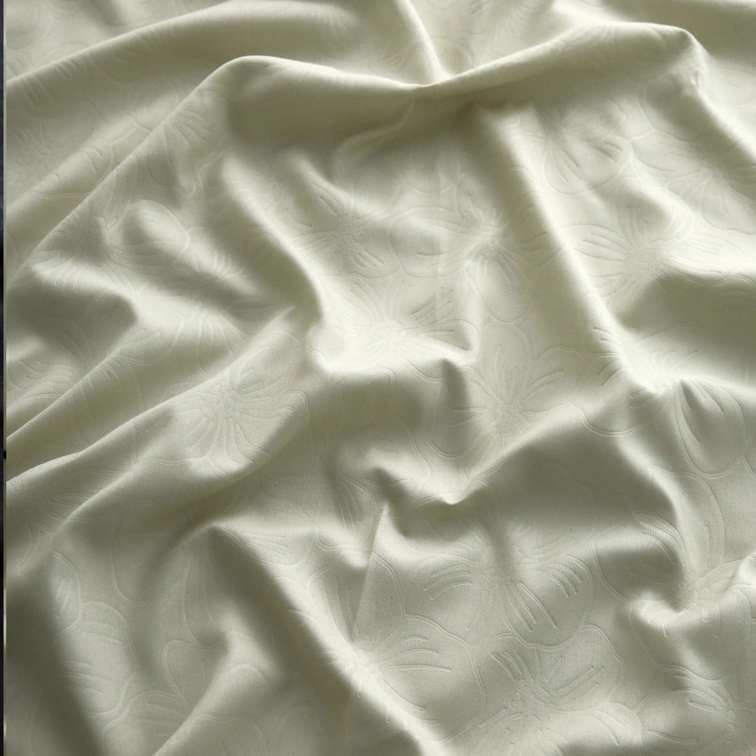 3 Piece - Light Green Self Printed Bed Sheet Set - 3146