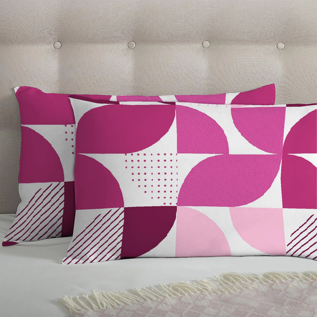 6 Piece - Pink Geometric Printed Duvet Cover Set