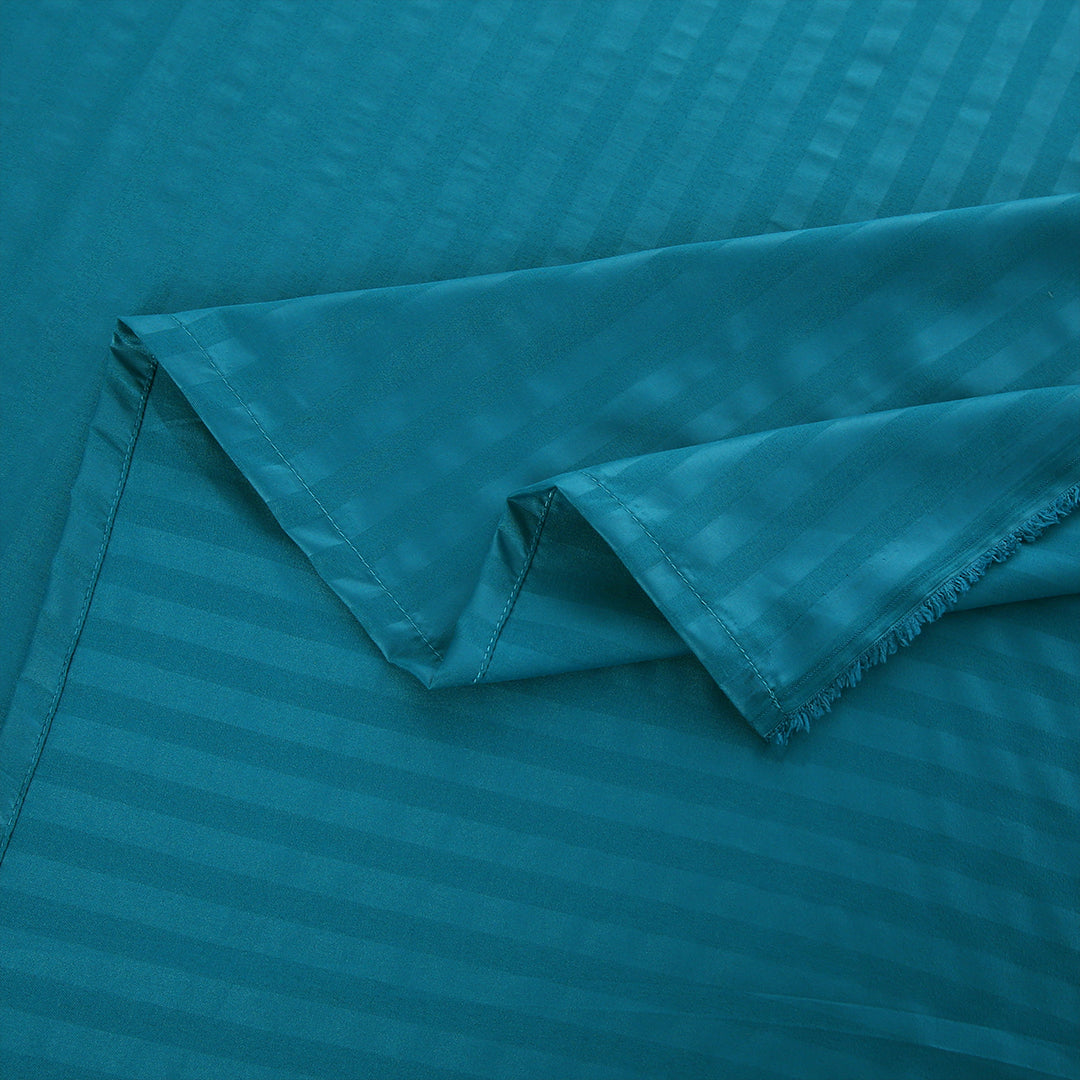 3 Piece - Deep Teal Satin Stripe Bed Sheet Set - 3044