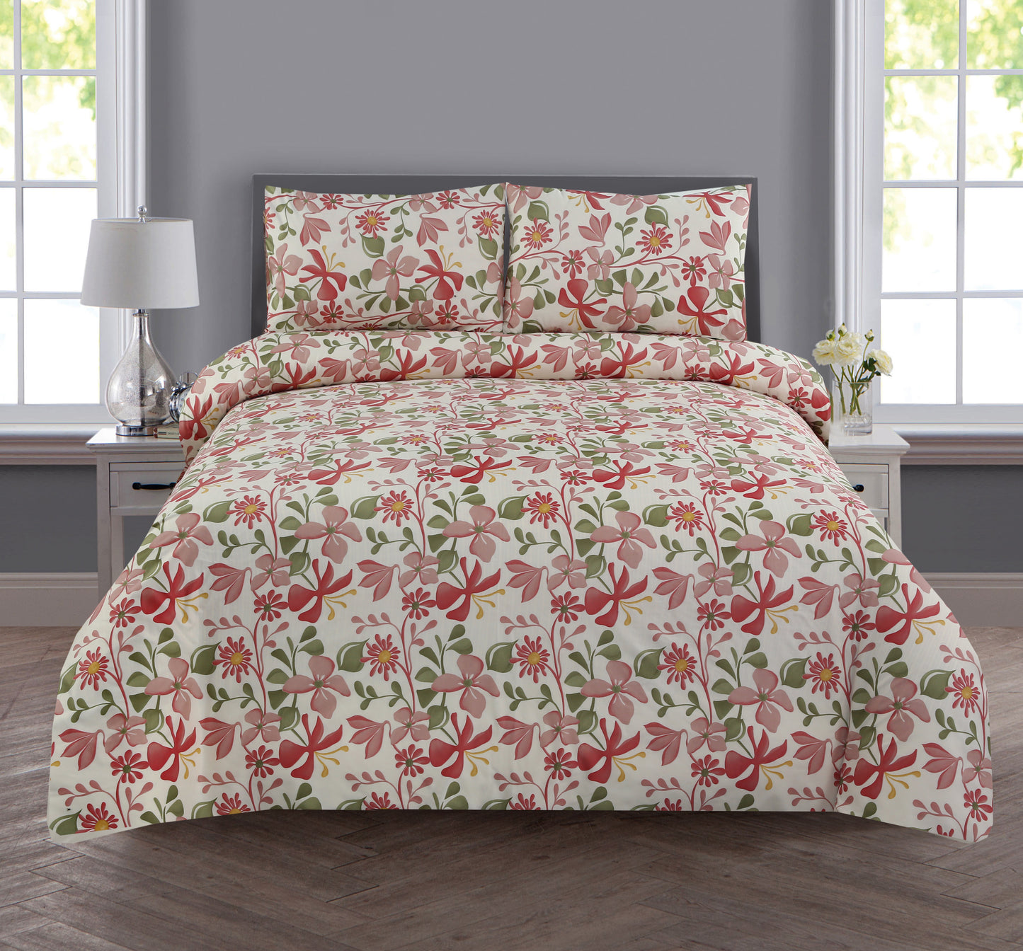 6 Piece - Spring Floral Printed Duvet Cover Set