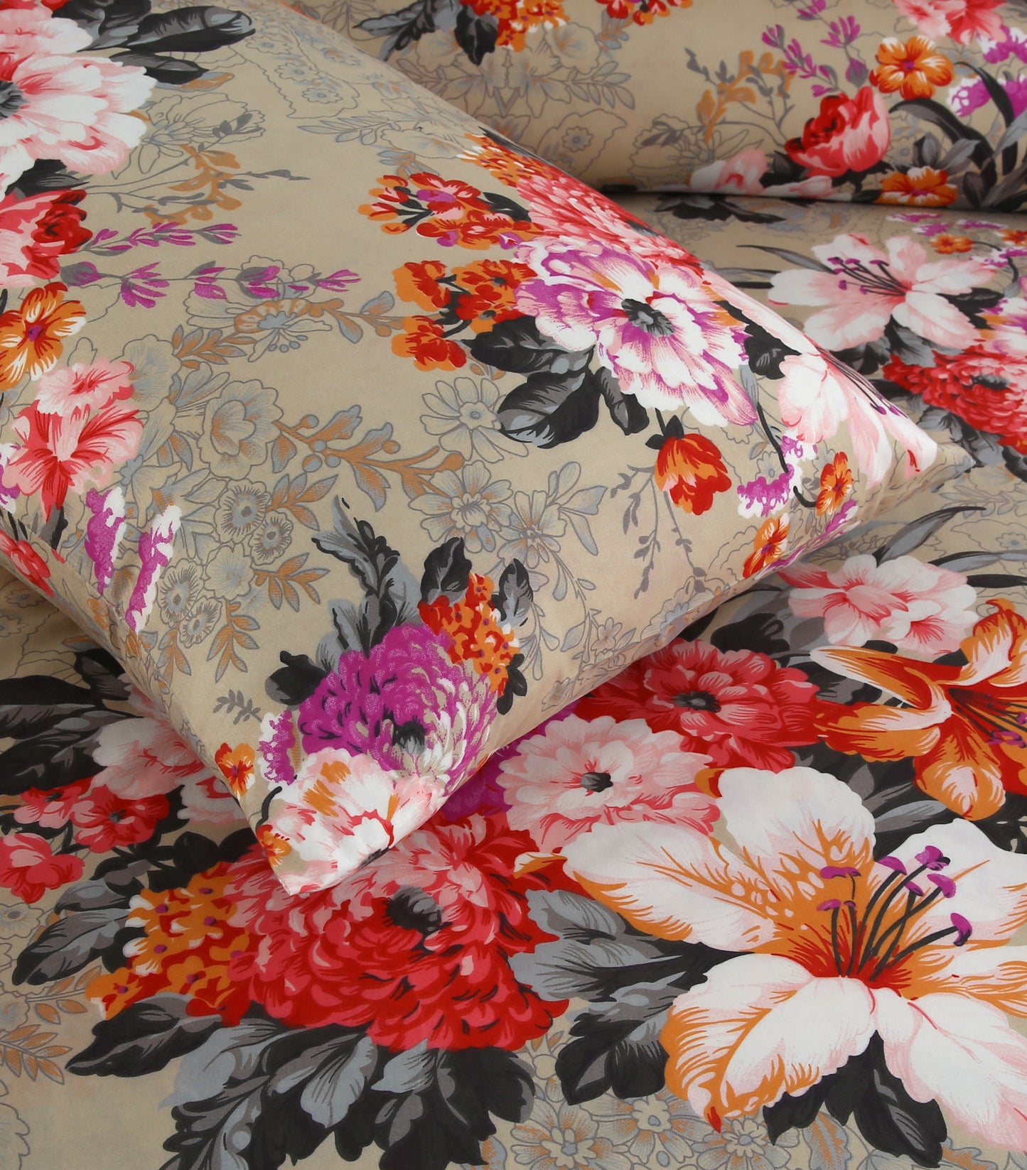 6 Piece - Mutli Bunch Flower Printed Duvet Cover Set
