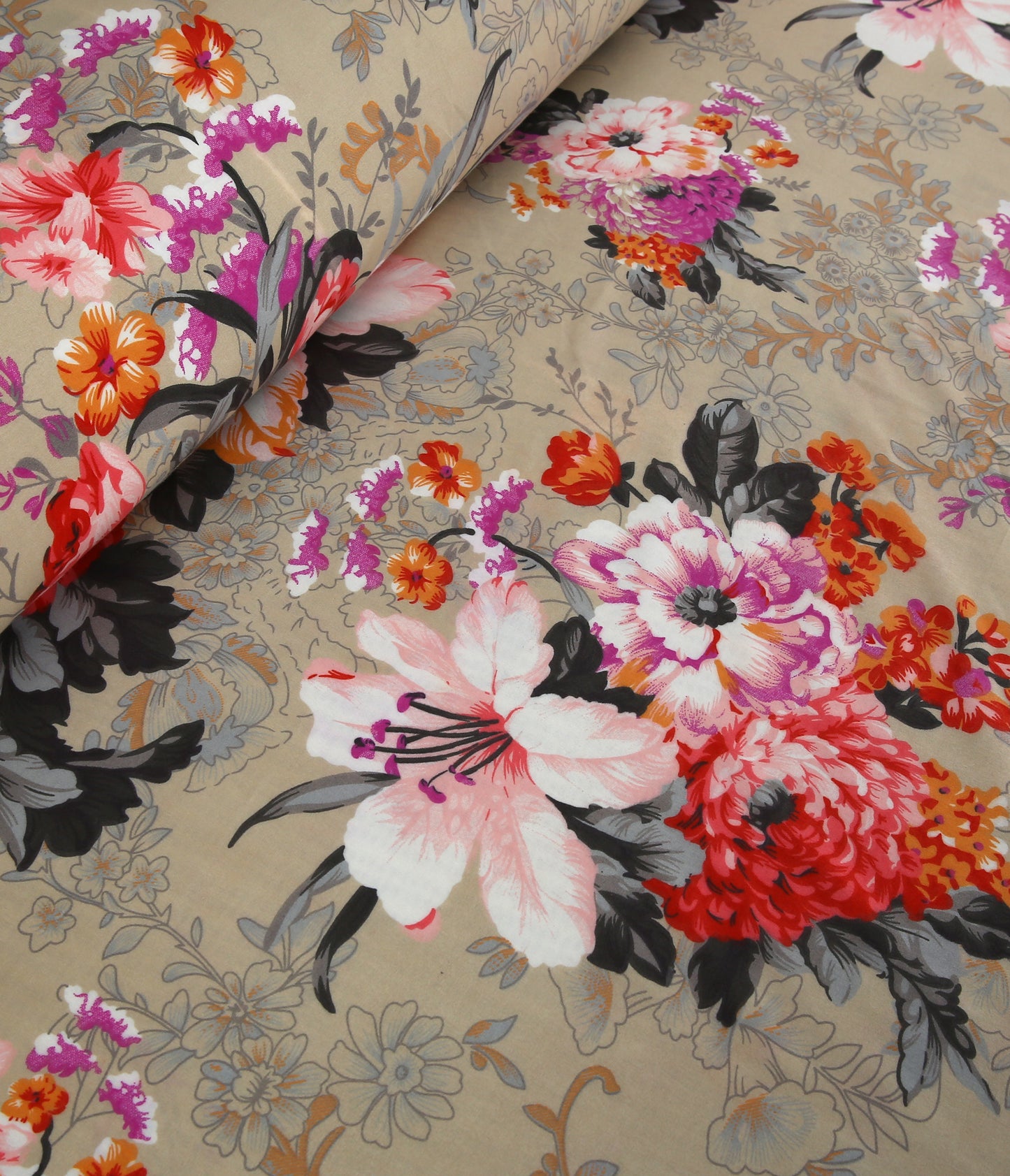 6 Piece - Mutli Bunch Flower Printed Duvet Cover Set