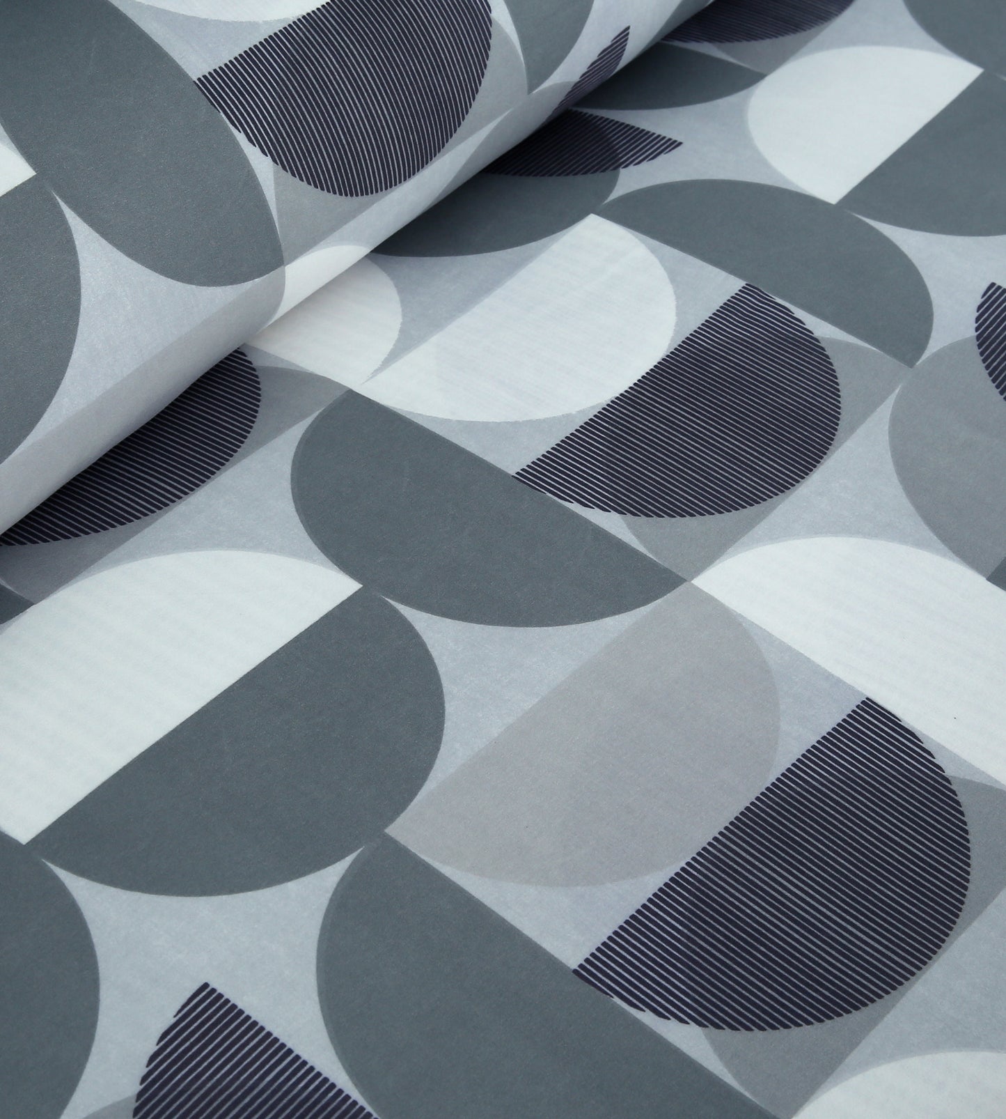 6 Piece - Mint, White & Grey Circular Printed Duvet Cover Set