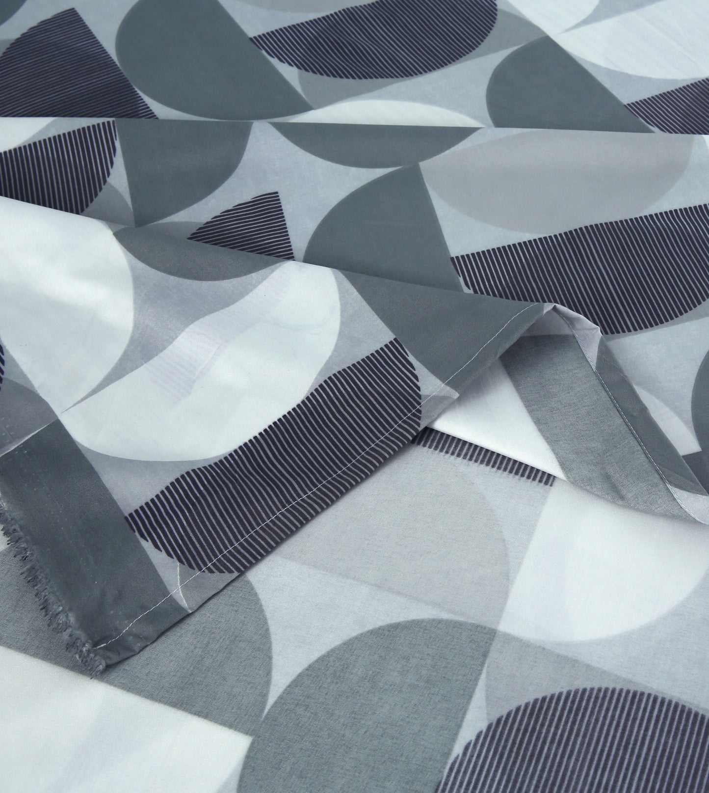 6 Piece - Mint, White & Grey Circular Printed Duvet Cover Set
