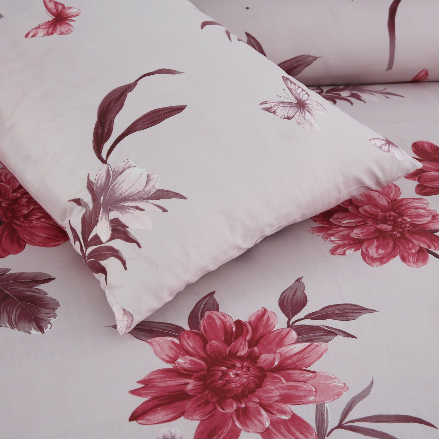 6 Piece - Pink Daisy Flower Printed Duvet Cover Set