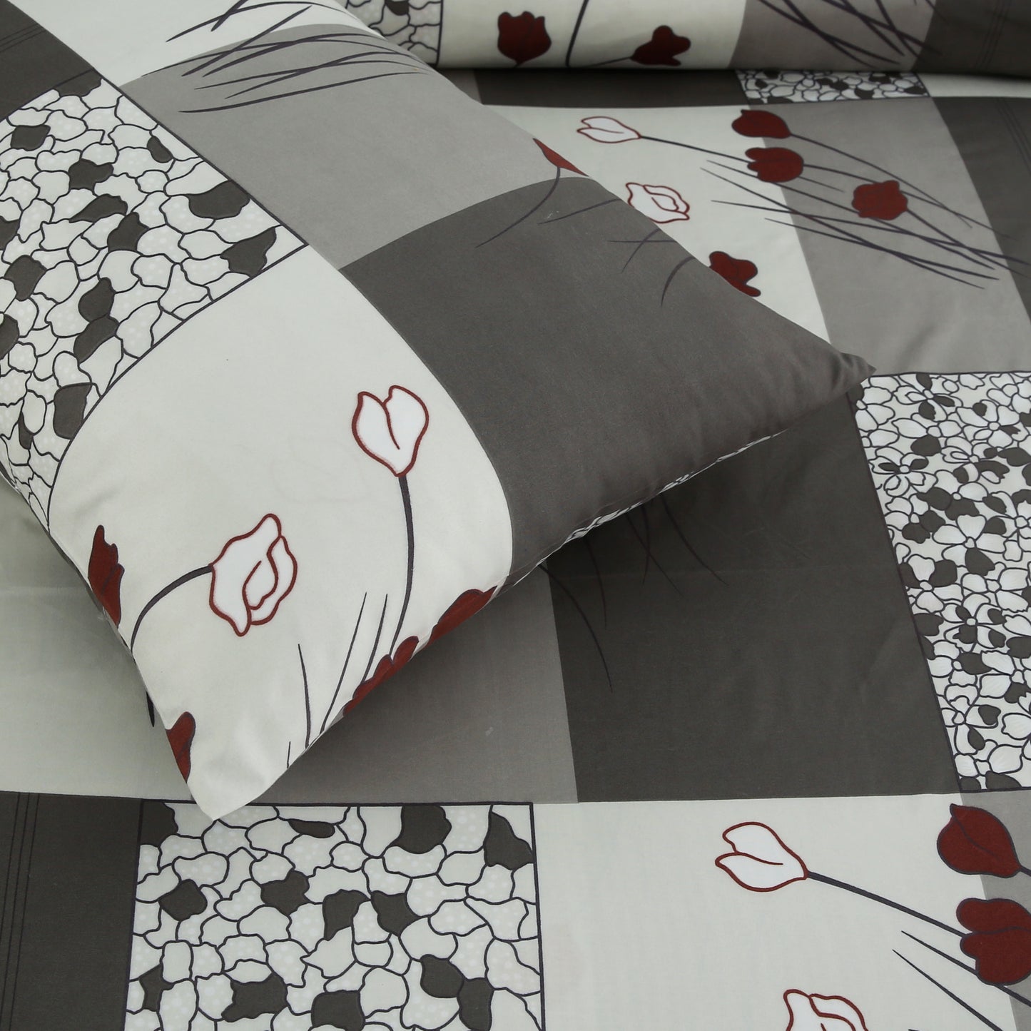 Grey & White Rectangular Printed Pillow Pair