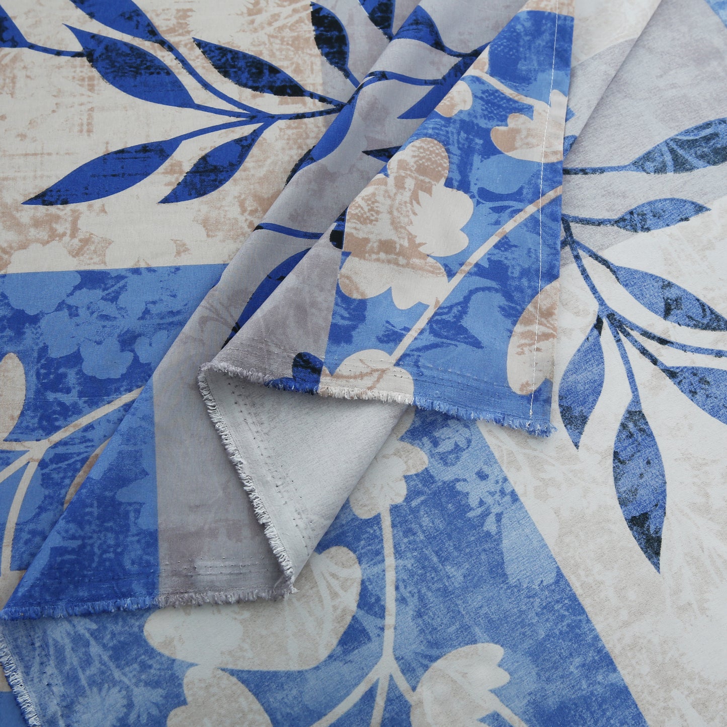 6 Piece - Vintage Blue & White Floral Printed Duvet Cover Set