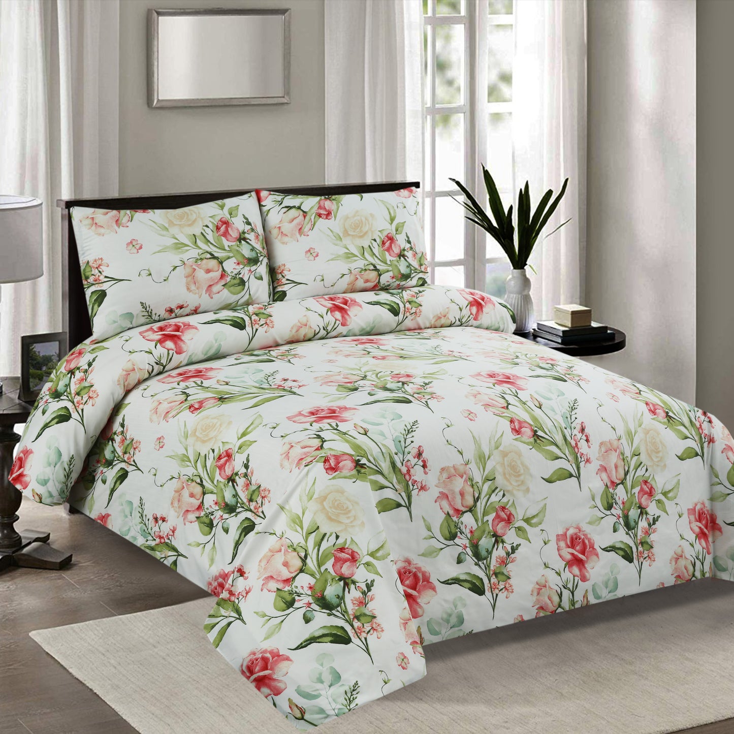 6 Piece - Ivory Gift Wrap Printed Duvet Cover Set