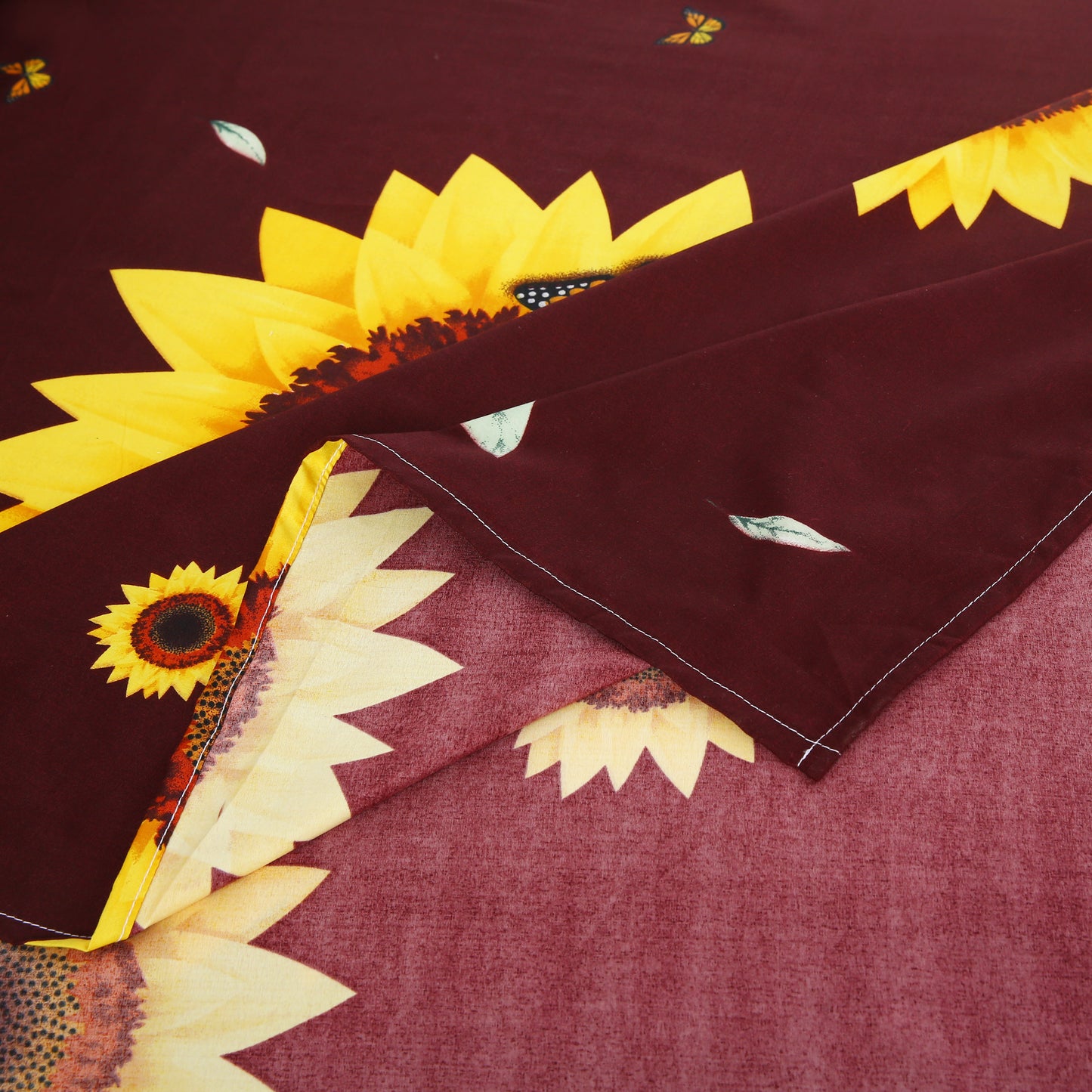 6 Piece - Chocolate Brown Sunflower Printed Duvet Cover Set