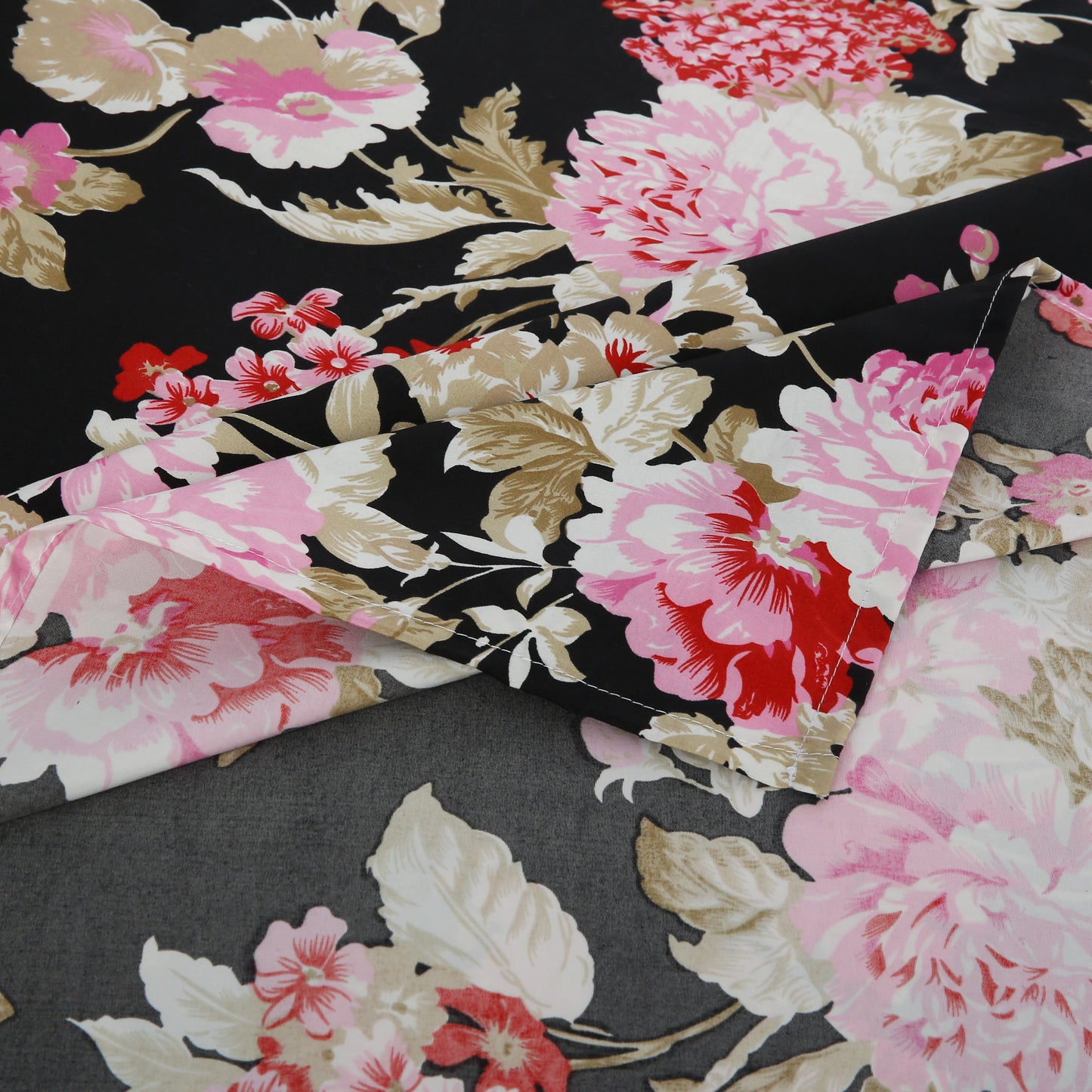 3/6 Piece - Black Floral Chintz Set - 3174