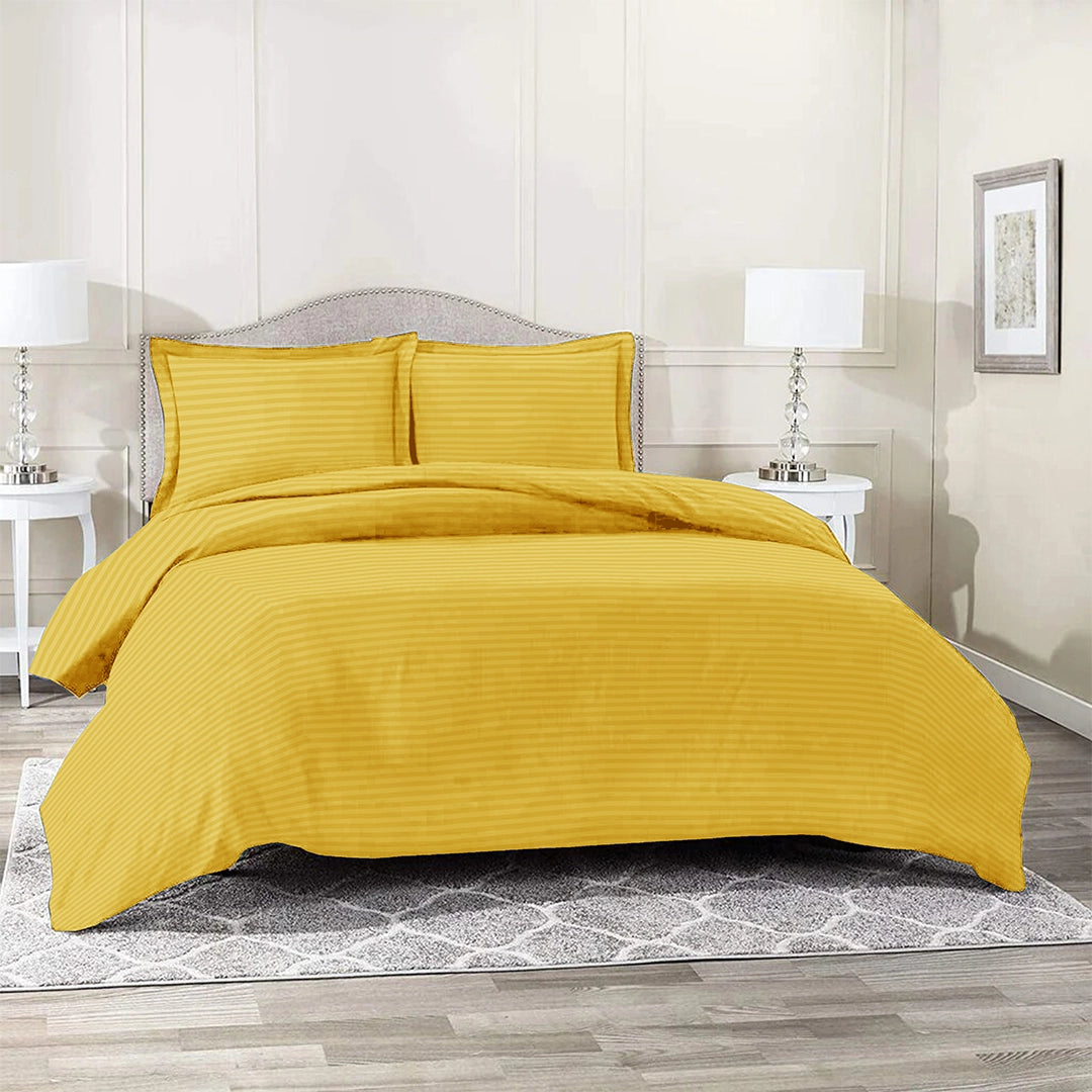 3 Piece - Yellow Striped Bed Sheet Set - 3142