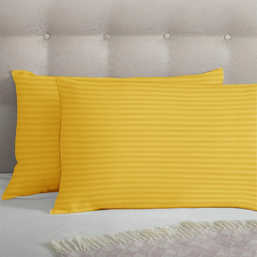 3 Piece - Yellow Striped Bed Sheet Set - 3142