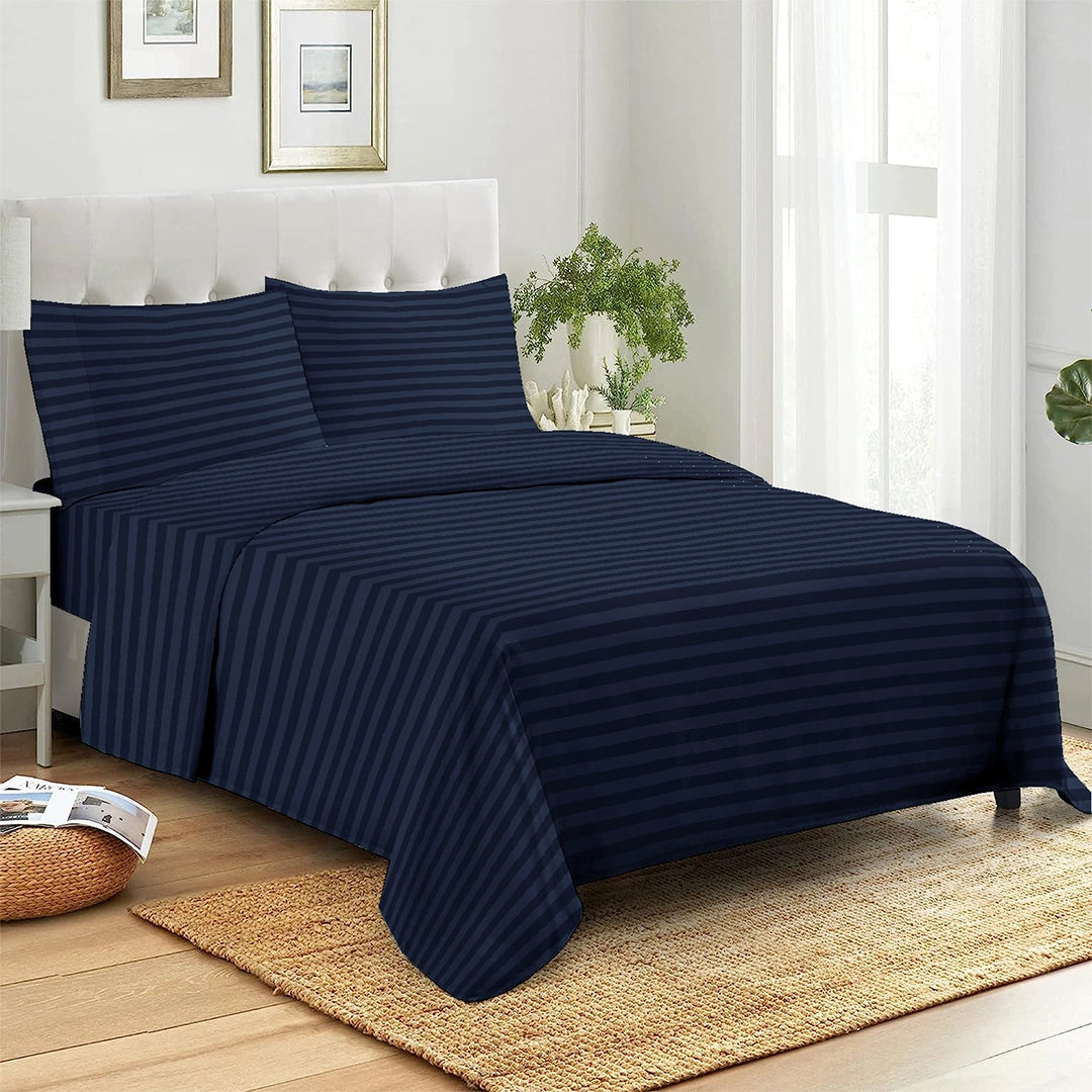 6 Piece - Navy Stripe Duvet Cover Set