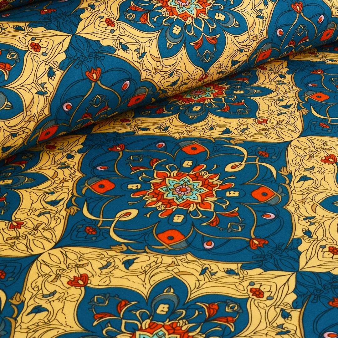 3/6 Piece -Royal Blue & Gold Mandala Print Set - 3397