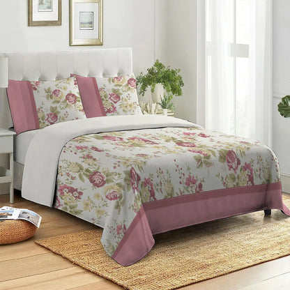 3 Piece - Opium Rose Printed Bed Sheet Set - 1090