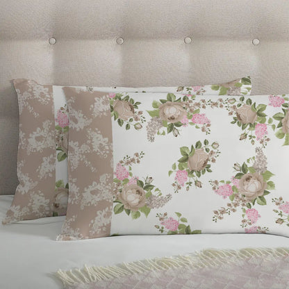 3 Piece - Mountain Mist Rose Printed Bed Sheet Set - 1091