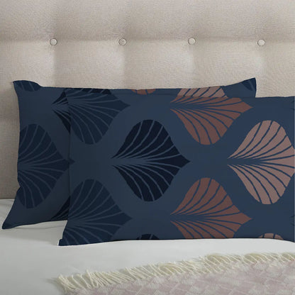 3 Piece - Nile Blue Grand Autumn Leaf Printed Bed Sheet Set - 1094