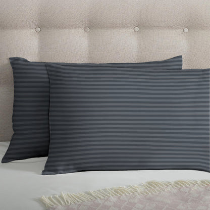 6 Piece - Grey Striped Duvet Cover Set