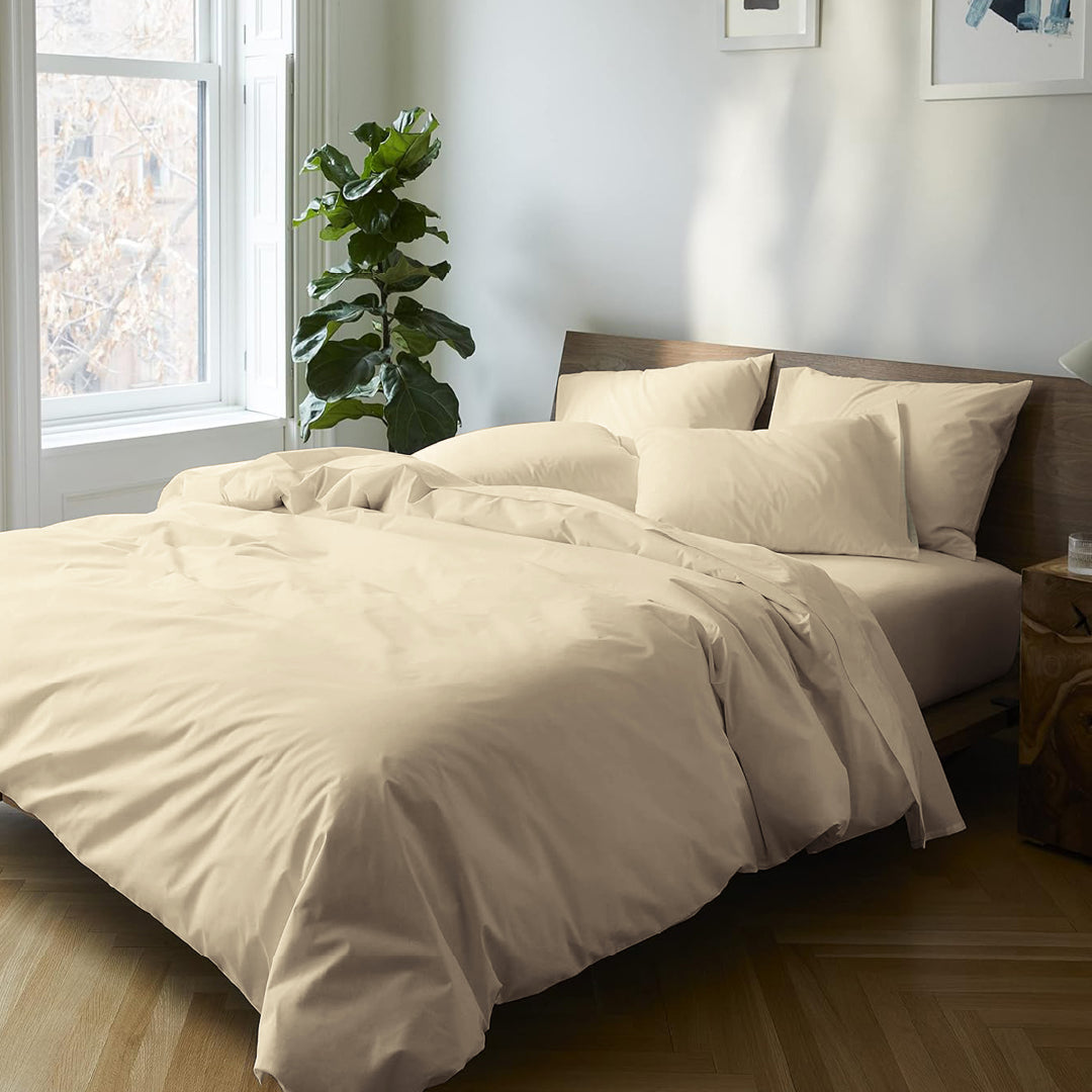 Cream Cotton Sateen Bed Sheet