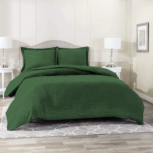 6 Piece - Green Striped Duvet Cover Set