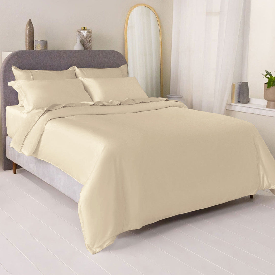 Cream Cotton Sateen Bed Sheet
