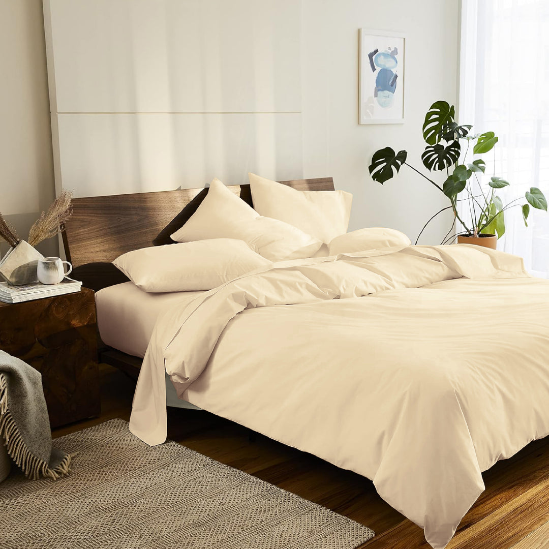 Cream Cotton Sateen Bed Sheet