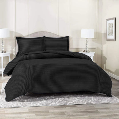 6 Piece - Black Striped Duvet Cover Set