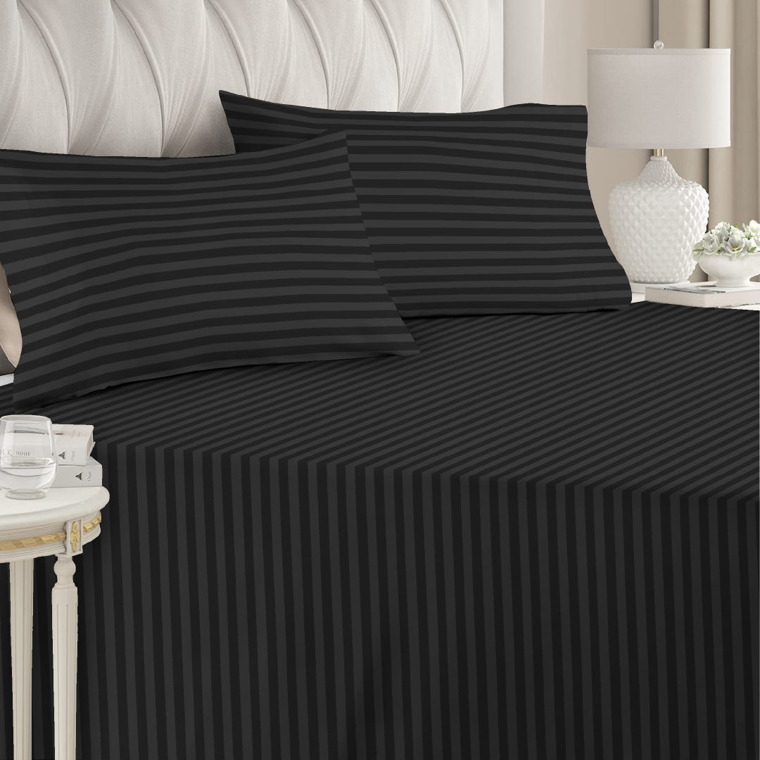 6 Piece - Black Striped Duvet Cover Set