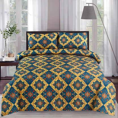 3/6 Piece -Royal Blue & Gold Mandala Print Set - 3397