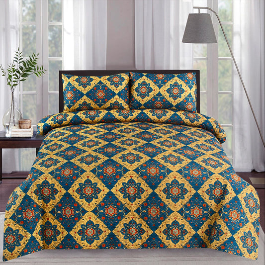 3/6 Piece -Royal Blue & Gold Mandala Print Set - 3397