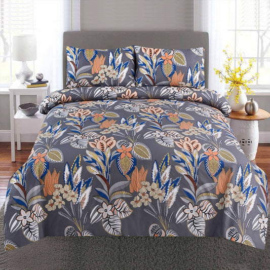 3/6 Piece - Grey & Peach Floral Bloom Set - 3392