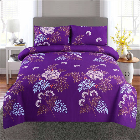 3/6 Piece - Purple White Blossom Print Set - 3395