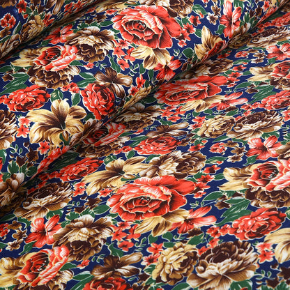 6 Piece - Red, Orange, and Blue Floral Printed Duvet Cover Set