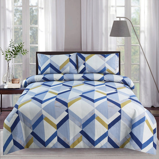 3/6 Piece - Blue & Mustard Geometric Set - 3374