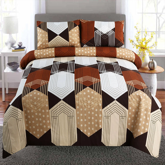 3/6 Piece - Brown & Beige Hexa Set - 3380
