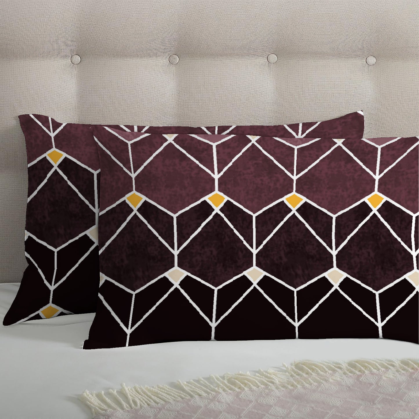 6 Piece - Purple Gradient Geometric Checked Duvet Cover Set